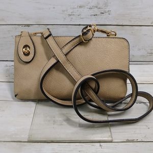 Jen&Co Sm/Med VeganLeather Zip&Turnlock MultiPocket Crossbody/Clutch Wallet Bag